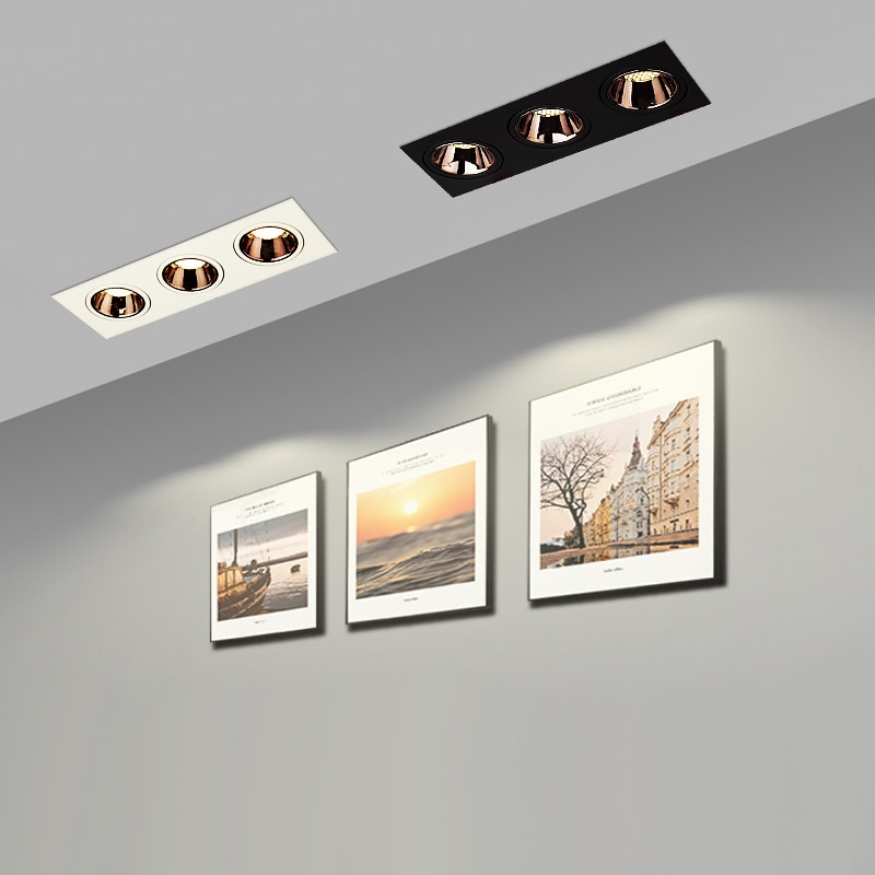 Embedded Three-Head Gesan Spotlight Living Room Home High-Color Honeycomb Anti-Glare Non-Main Lamp